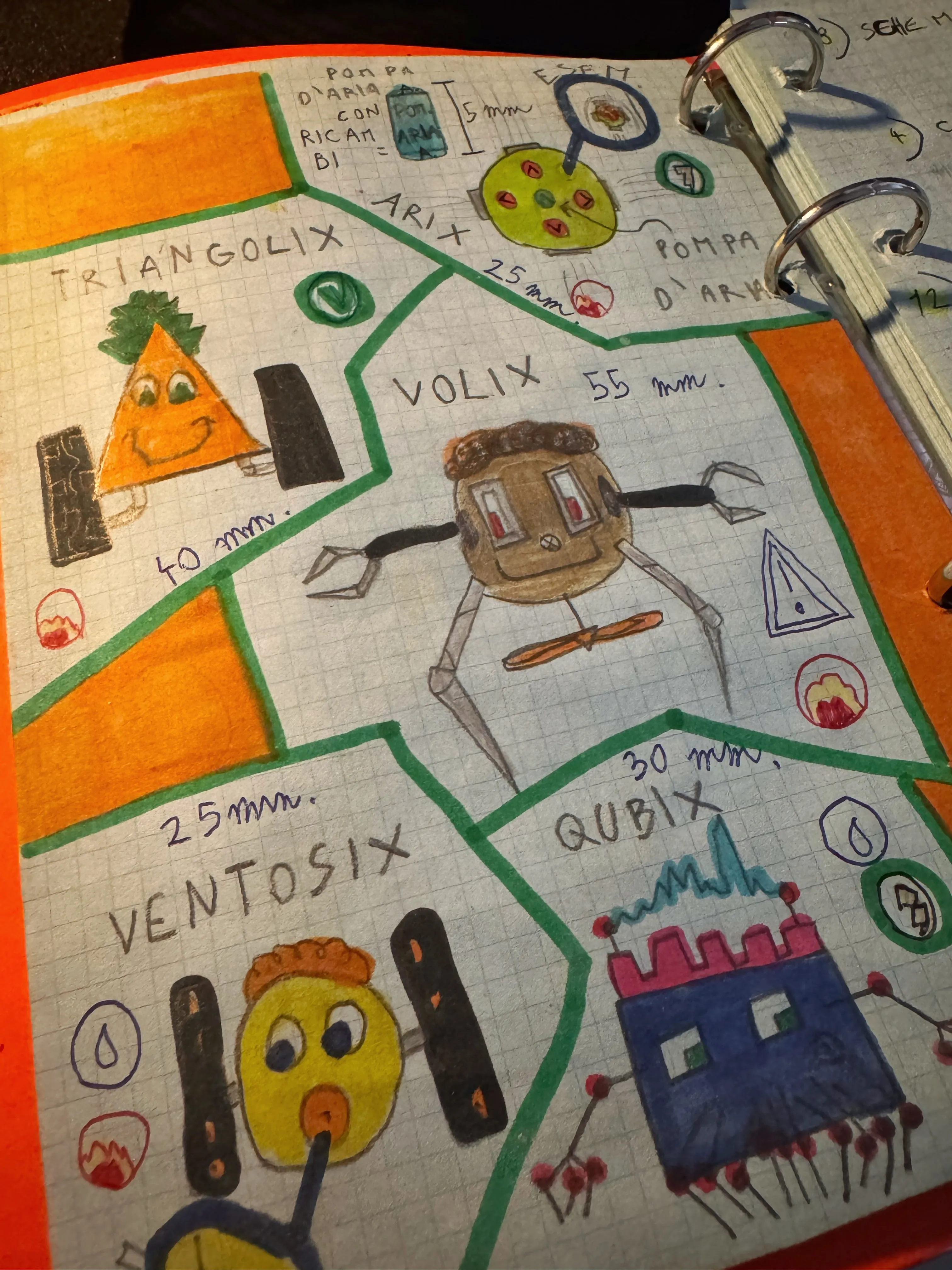 Robot drawings like Triangolix and Volix